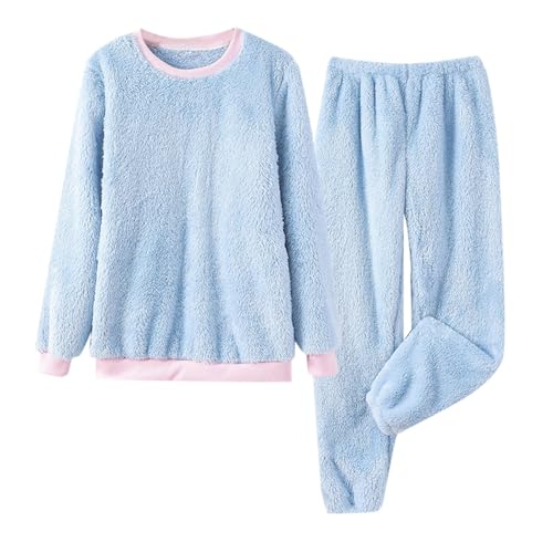 Damen Sleepwear, Modisch Gemütlich Pyjama Set Warm Oversized Sleepwear Set Lang Elegant Pjama Weich Bequem Schlafanzug von Generisch