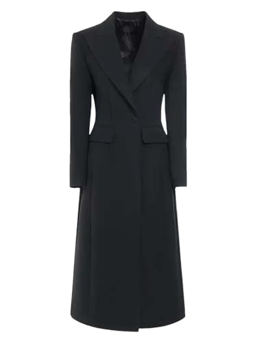 Damen Slim Fit knöchellanger Blazer Revers Langarm Einzelknopf Jacke Mantel Büro formelle Kleidung, Schwarz , S Damen Slim Fit knöchellanger Blazer Revers Langarm Einzelknopf Jacke Mantel Büro formelle Kleidung, Schwarz , S von Generisch