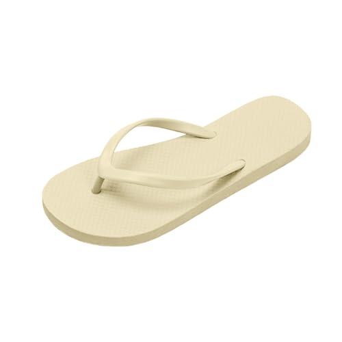 Damen Slim Flip Flops Dusche Hausschuhe Flache Sandalen Geeignet Für Sommer Badezimmer Strand Pool Leichte Basic Schuhe Gummi Weiche Slip On Thong Sandalen, beige, 38.5 EU von Generisch