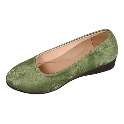 Damen Slip-On Keilschuhe Spitze Geschlossene Zehe Leichte Bequeme Freizeit Wanderschuhe (Green, 37) von Generisch