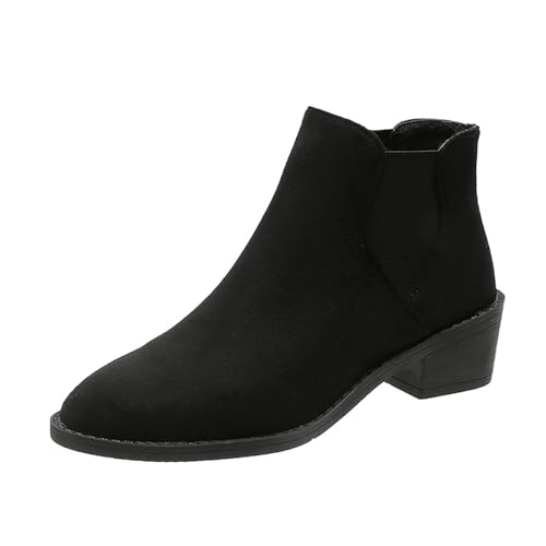 Damen Slip On Stiefeletten Mit Niedrigem Absatz - Women'S Ankle Boots With Block Heel Shoes Comfort Elegante Damenschuhe Modische Winterschuhe Bequeme Stiefel Mit Absatz Anti-Rutsch Absatzschuhe von Generisch