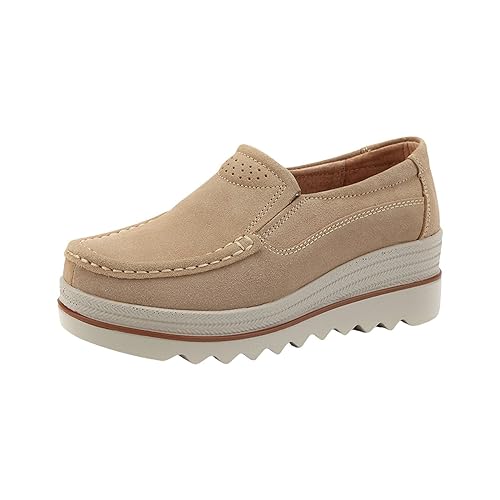 Damen-Slipper mit klobiger Sohle, Plateau-Sneaker, Fußgewölbeunterstützung, orthopädische Schuhe, leicht zu schließender Keilabsatz, atmungsaktiv, bequem, lässig, rutschfest, athletisch, Laufen von Generisch