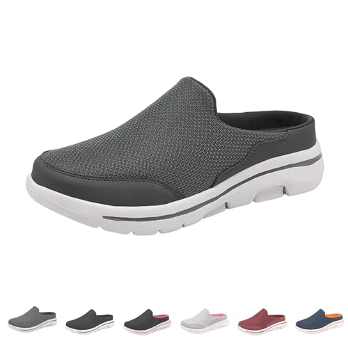 Damen-Slipper und Clogs, bequeme und atmungsaktive,geschlossene Hausschuhe,leichte Herren-Schuhe mit offenem Schaft (Dark grey, Erwachsene, Damen, 40, Numerisch, EU Schuhgrößensystem, M) von Generisch