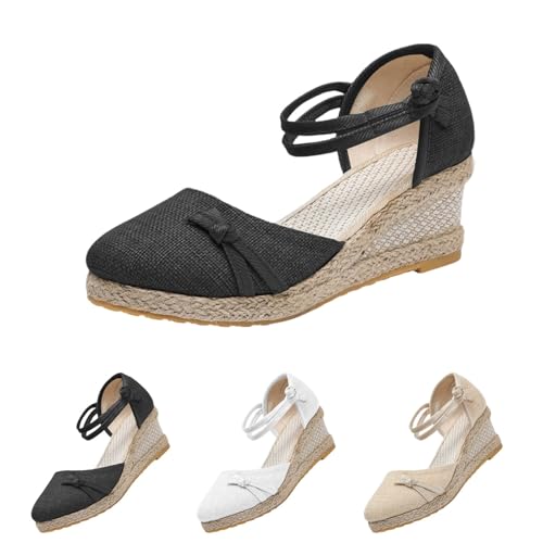 Damen Slope Heel Schuhe Mode Casual Bequem Keilabsatz Römer mit Fußgewölbeunterstützung Wrap Toe Sandalen Schnalle Leicht Bequem Ganztägige Wanderschuhe, Schwarz , 36.5 EU Damen Slope Heel Schuhe Mode Casual Bequem Keilabsatz Römer mit Fußgewölbeunterstützung Wrap Toe Sandalen Schnalle Leicht Bequem Ganztägige Wanderschuhe, Schwarz , 36.5 EU von Generisch