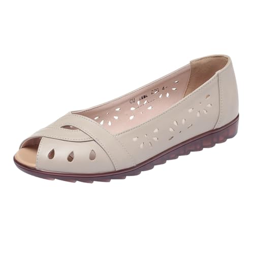 Damen Sneaker GrüN für Damen, Frühling, und, Fischmaul-Sandalen, Bequeme, weiche Sohle, Arbeit, Pendeln, leichte, Flache Freizeitschuhe Laufschuhe Laufband (Beige, 38) von Generisch
