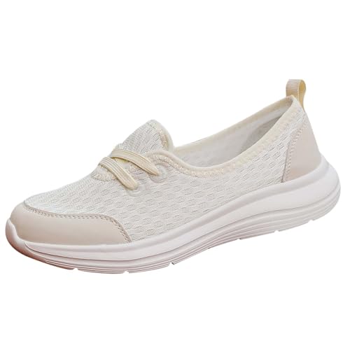 Damen Sneaker Orthopädische Flach Laufschuhe Bequeme Sportschuhe mit Arch Support Strick Atmungsaktiv Barfußschuhe rutschfest Schnürschuhe Outdoor Gesundheitsschuhe Leicht Turnschuhe von Generisch