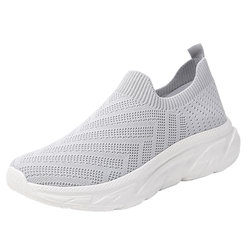Damen Sneaker Weiss Sportschuhe Damen Walkingschuhe Weiße Trainingsschuhe Für Frauen Joggingschuhe Wanderschuhe Mit Leichten Orthopädischen Plattform and Komfortable Erhöhte Dämpfung (Light Gray, 38) von Generisch