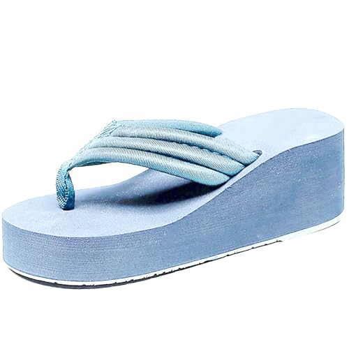 Damen Sommer Flip Flops, Pantoletten Zehentrenner Damen Plattform High Heels Sandalen Wedges Plateau Sommerschuhe Anti-Rutsch Schlappen Orthopädische Slippers Leichte Peep Toe Keilsandalen 1 von Generisch