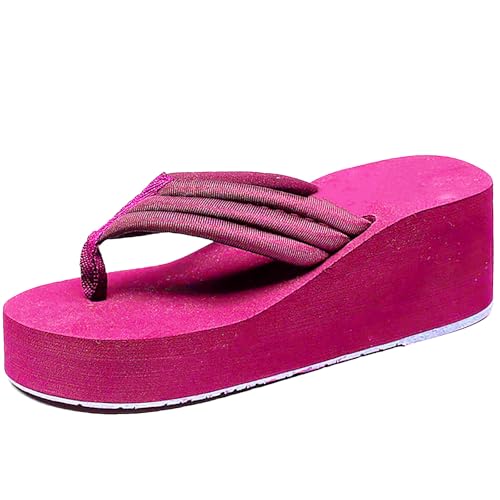 Damen Sommer Flip Flops, Pantoletten Zehentrenner Damen Plattform High Heels Sandalen Wedges Plateau Sommerschuhe Anti-Rutsch Schlappen Orthopädische Slippers Leichte Peep Toe Keilsandalen 1 von Generisch