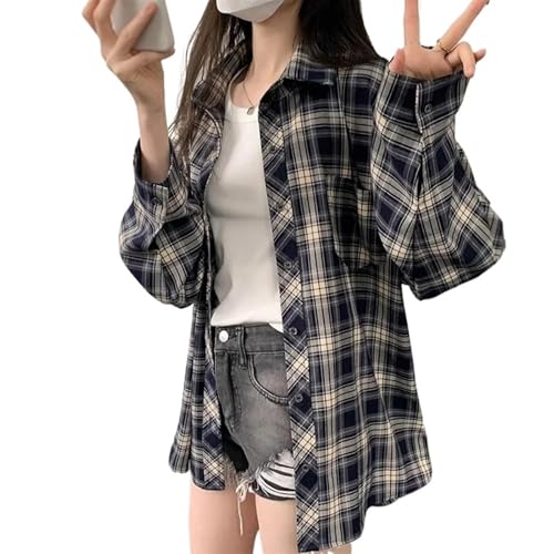 Damen-Sommer-Hemd mit Reverskragen, lässig, vielseitig, Sonnenschutz, langärmelig, Größe M von Generisch