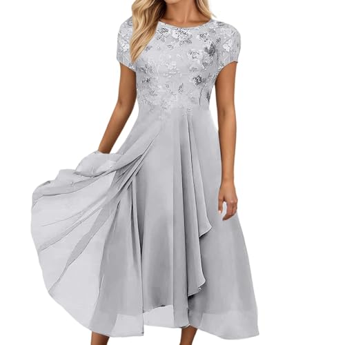 Damen Sommerkleid - Abendkleider Lang Kleid Elegant Chiffon Spitze Swing Cocktailkleid LäSsig Festliche Kleider FüR Frauen FüR Hochzeitsgast Brautjungfernkleider Partykleid von Generisch