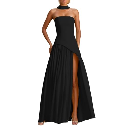 Damen Sommerkleid mit Seidenschal Korsett Sundress Elegant Spaghetti Midikleid Frauen A Linie Milkmaid Dress Ärmellose Boho Festliches Kleid Cocktailkleid Vintage Prinzessin Brautjungfer von Generisch