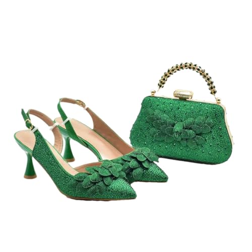 Damen Spitz Zehen Heels mit kleiner Tasche Nigeria Party Schuhe und Taschen verziert, En8 für Set, 40.5 EU Damen Spitz Zehen Heels mit kleiner Tasche Nigeria Party Schuhe und Taschen verziert, En8 für Set, 40.5 EU von Generisch