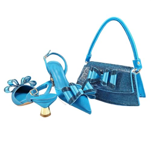 Damen Spitz Zehensandalen Taschen Set mit Butterfly-Style Spaghettiträger, 101, 41 EU von Generisch