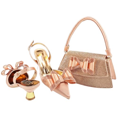 Damen Spitz Zehensandalen Taschen Set mit Butterfly-Style Spaghettiträger, 103, 42 EU von Generisch