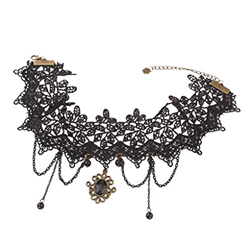 Damen Spitze Blume Hoker Perlen Quasten Kette Anhänger Halskette von Generisch