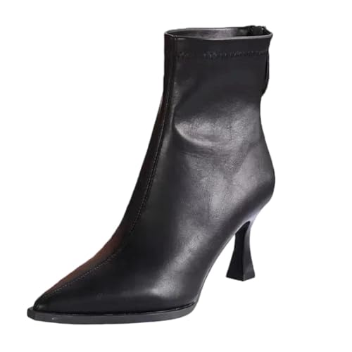 Damen Spitze Zehen High Heel Stiefeletten Lackleder Reißverschluss Slim Fit Mode Schuhe, Schwarz , 41.5 EU Damen Spitze Zehen High Heel Stiefeletten Lackleder Reißverschluss Slim Fit Mode Schuhe, Schwarz , 41.5 EU von Generisch
