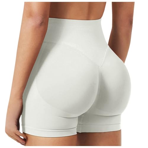 Damen Sport Shorts Workout Auswirkungen Shorts Scrunch Butt Lifting Gym Shorts Nahtlose Shorts Workout Shorts Scrunch Shorts Nahtlose Booty Hoch Taille Butt Lifting Gym Yoga Shorts (Light Gray-1, S) von Generisch
