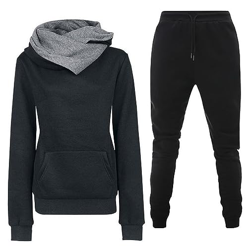 Damen Sportanzug Set Frauen Trainingsanzug Set 2 Teiliges Sportswear Outfit Freizeitanzug Sportswear Jogginganzug Damen Freizeitanzug Langarm Hosenanzug Zweiteiler Kapuzenpullover Jogginghose von Generisch