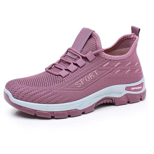 Damen-Sportschuhe, bequemer Einsatz, farbiger Stoff, atmungsaktiv, rutschfest, Freizeitschuhe, Club-C-Sneaker, violett, 37 EU von Generisch