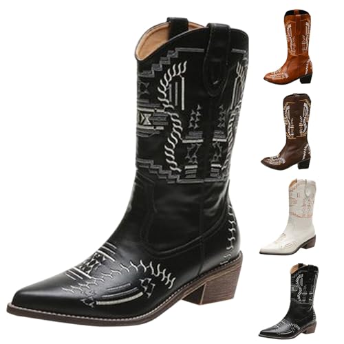 Damen Stiefel Mit Absatz Schwarz Winterstiefel Wasserdicht Gefüttert Chelsea Boots Spitzen Lederschuhe Plattform High Heel Wanderstiefel Herbst Winter Übergangsstiefel Outdoor Worker Schuhe von Generisch