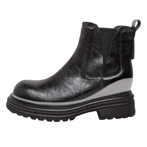 Damen Stiefel mit Absatz Elegant Blockabsatz Stiefelette mit Hohem Absatz Seitlichem Damen Ankle Boot Innenhöhe erhöhen Plüsch Dicke Sohle Vielseitig Schlankheits Schornstein Stiefel (34) von Generisch