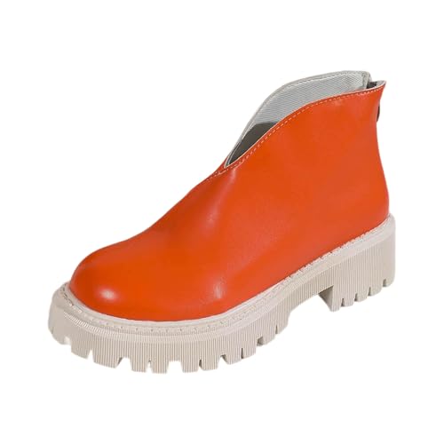 Damen Stiefelette Mittelhoher Absatz Stiefeletten Weich Leder Damenstiefel Mittelalter Stiefel Ankle Boots Halbhoch modisch leger Festliche Anlässe High-Heel von Generisch