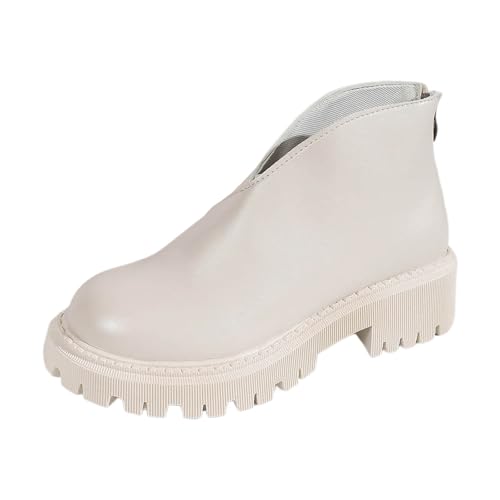 Damen Stiefelette Mittelhoher Absatz Stiefeletten Weich Leder Damenstiefel Mittelalter Stiefel Ankle Boots Halbhoch modisch leger Festliche Anlässe High-Heel von Generisch