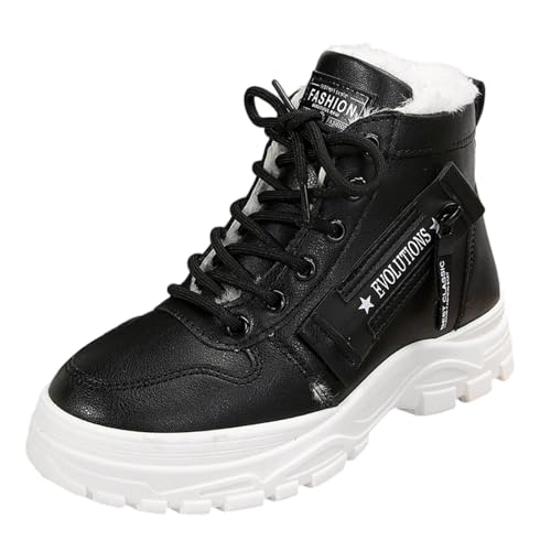 Damen-Stiefeletten, Winterstiefel, dicke Sohle, Fleece, hohe Oberseite, warme und bequeme Schuhe, Schwarz , 39.5 EU von Generisch
