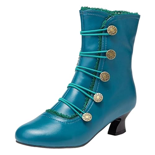 Damen Stiefeletten/Boots - Festival Biker Reitstiefel Damenschuhe Winterschuhe Gefüttert Einfarbig Freizeit Retro Kurze Spitze Zehenpartie Robust Fashion cowboystiefel Gummistiefel Wanderschuhe von Generisch