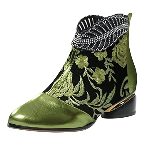 Damen Stiefeletten Cowboy Cow Boy Boots Stiefelette Winterstiefel Herbstschuhe Cowboyboots Western Schicke Schuhe Winterschuhe von Generisch