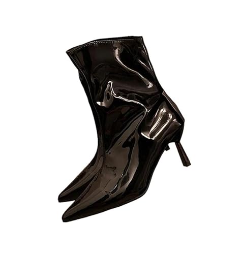 Damen Stiefeletten Lackleder Spitze Zehen Elegant High Heel Kurze Booties Winterkleid Schuhe, Schwarz , 40.5 EU Damen Stiefeletten Lackleder Spitze Zehen Elegant High Heel Kurze Booties Winterkleid Schuhe, Schwarz , 40.5 EU von Generisch
