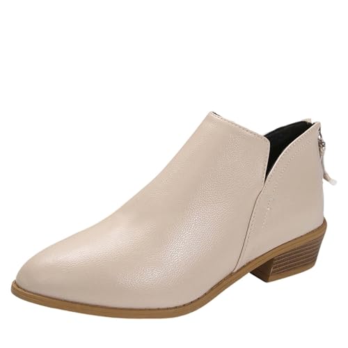 Damen Stiefeletten Leder - Damen Boots Leder 38 Ankle Boots Bequeme Lederstiefel Leichte Spitz Herbstschuhe Wasserfeste Boots Wildleder Damenschuhe Elegant Winterschuhe wasserdichte Winterstiefel von Generisch