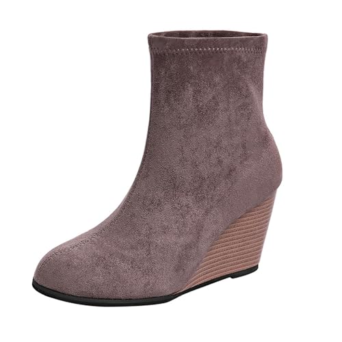 Damen Stiefeletten Mit Absatz Wasserfeste Schuhe Damen Stiefel Damenstiefel Elegant Retro-Stil Halbhoch Mit Absatz Bequeme Atmungsaktiv Gefüttert Reißverschluss von Generisch