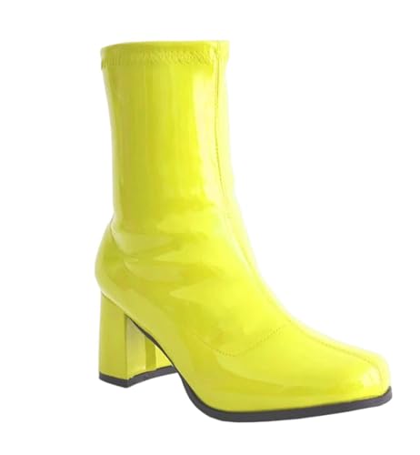 Damen Stiefeletten Quadratischer Absatz Kurze Stiefel Runde Zehen Reißverschluss Leder High Heel Club Party Schuhe, 2, 40 EU von Generisch