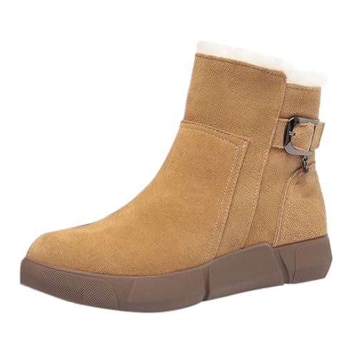 Damen Stiefeletten Winterschuhe Mit Futter Warme Und GemüTliche Damenstiefel Aus Wildleder - Winterstiefel Schlupfstiefeletten Thermo Winterboots Rutschfeste Kurzstiefel GefüTtert Halbstiefel von Generisch
