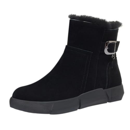 Damen Stiefeletten Winterschuhe Mit Futter Warme Und GemüTliche Damenstiefel Aus Wildleder - Winterstiefel Schlupfstiefeletten Thermo Winterboots Rutschfeste Kurzstiefel GefüTtert Halbstiefel von Generisch