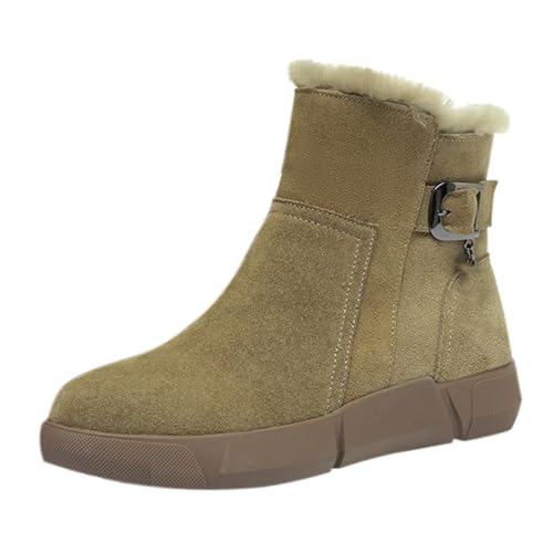 Damen Stiefeletten Winterschuhe Mit Futter Warme Und GemüTliche Damenstiefel Aus Wildleder - Winterstiefel Schlupfstiefeletten Thermo Winterboots Rutschfeste Kurzstiefel GefüTtert Halbstiefel von Generisch