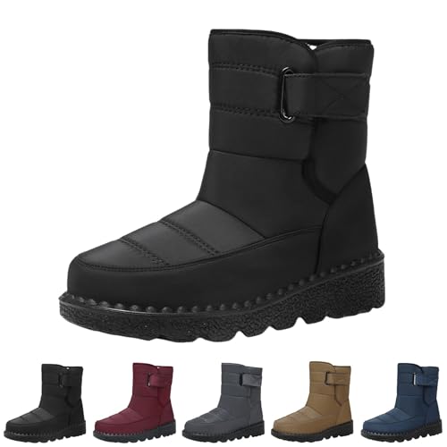 Damen Stiefeletten Winterstiefel Damen Gefüttert Wasserdicht Warm Gefütterte Schneestiefel Winterschuhe Mode Fleece Stiefeletten Winter Kurzschaft Ankle Boots von Generisch