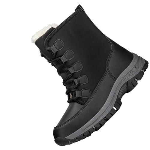 Damen Stiefeletten Winterstiefeletten Damen Gefüttert Winterboots Outdoor Rutschfeste Weitschaft Warme Fleece Winter Boots Women Elegant Ergonomie Schneestiefel von Generisch