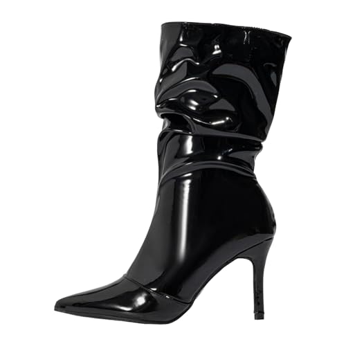 Damen Stiefeletten mit Absatz, Boots,warm gefüttert Damen Spitz High Heels Schlanke High Heels Stiefeletten mit Reißverschluss Kurze Stiefel Freizeitstiefel (41) von Generisch