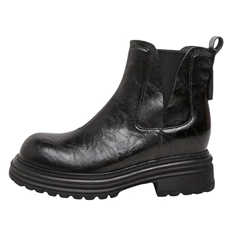 Damen Stiefeletten mit Absatz, Boots,warm gefüttert Stiefelette mit Hohem Absatz und Seitlichem Reißverschluss Damen Ankle Boot Stiefeletten klobigem, niedrigem und Gummizug Profilsohle (38) von Generisch