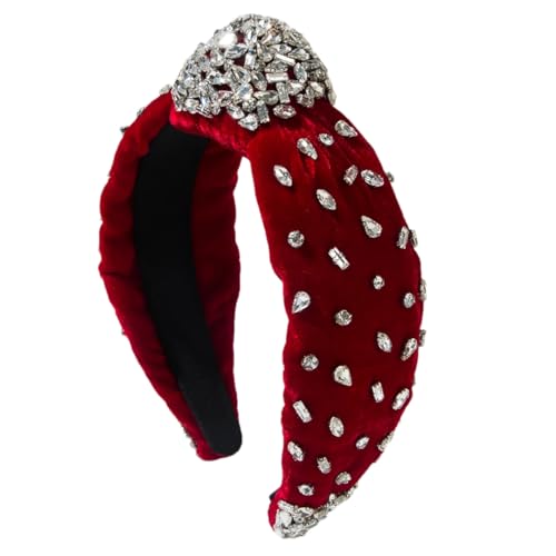 Damen-Stirnband aus Fleece und Baumwolle, handgenäht mit Glasbohrer, glänzend, luxuriös, modisch, Party, klassische Frisur von Generisch
