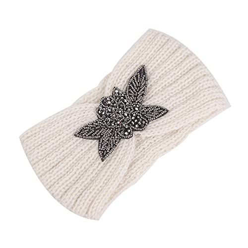 Damen-Stirnband mit Balken-Stirnband, warmes Stirnband, gestrickt mit Blume, für Kleinkinder, Schweißbänder für Jungen (Beige, Einheitsgröße) von Generisch