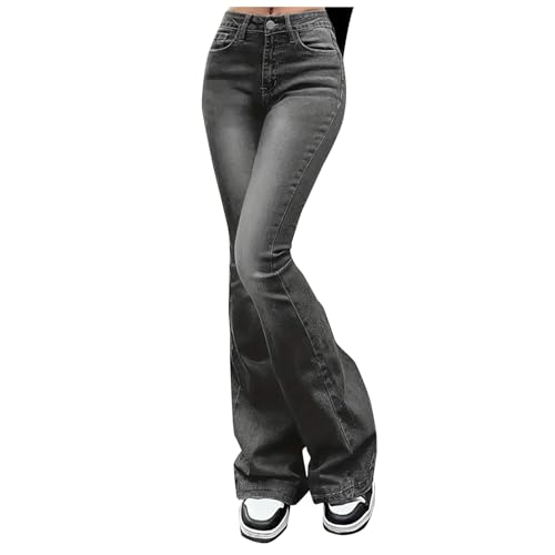 Damen Straight Leg Denim Pants Basic Schlaghose Skinny Jeanshose Baggy High Waist Jeans Casual Vintage Loose Mode Jeans Große Größen Stretch Jeanshosen von Generisch