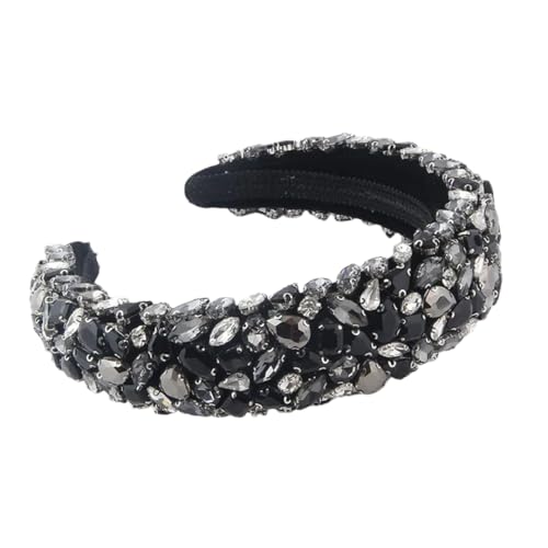 Damen Strass Stirnband Bling Kristall Haarreifen Glitzer dick gepolstert Haarband Diamant Perlen Mode Haarschmuck von Generisch