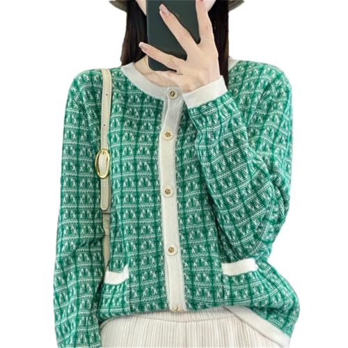 Damen Strickjacke Pullover Winter Rundhals Zopfmuster Cardigan Oversized Button Sweater, En8, XXL von Generisch