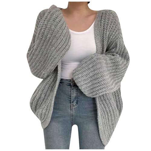 Damen Strickjacke Pullover Wintermantel Elegant Einfarbig Ballonärmel mit offener Vorderseite Bequem Winter Warme Gestrickter Jacket Mantel Damen Strickjacke Pullover Wintermantel Elegant Einfarbig Ballonärmel mit offener Vorderseite Bequem Winter Warme Gestrickter Jacket Mantel von Generisch