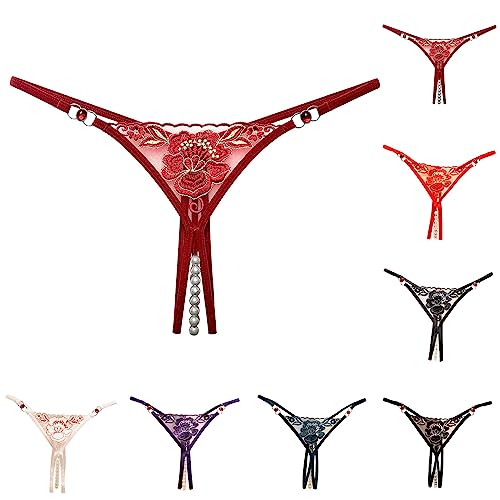 Damen String Tanga Damen Sexy Dessous Perlen Sexy Unterwäsche Perlenstring Mini Slip Frauen Erotisch Unterhose Ouvert Slip Dessous Mit Perlen Ketten Negligee Reizwäsche Party Clubwear von Generisch