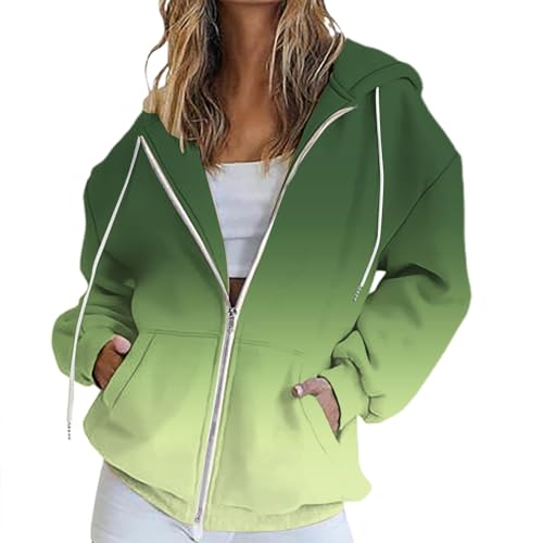 Damen Sweatiacke Hoodie Sweatshirtjacke Oberteile Strickjacke Kapuzenpullover Full Zip Hoodie Kapuzenjacke Mädchen Langarm Casual Sweatshirt jacke 2025 Kapuzeniacke Herbst Winter Lang Sweatshirt von Generisch